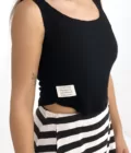 Black Croptop (Şerit Dokulu)
