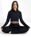 Balıkçı Yaka Siyah Şerit Crop