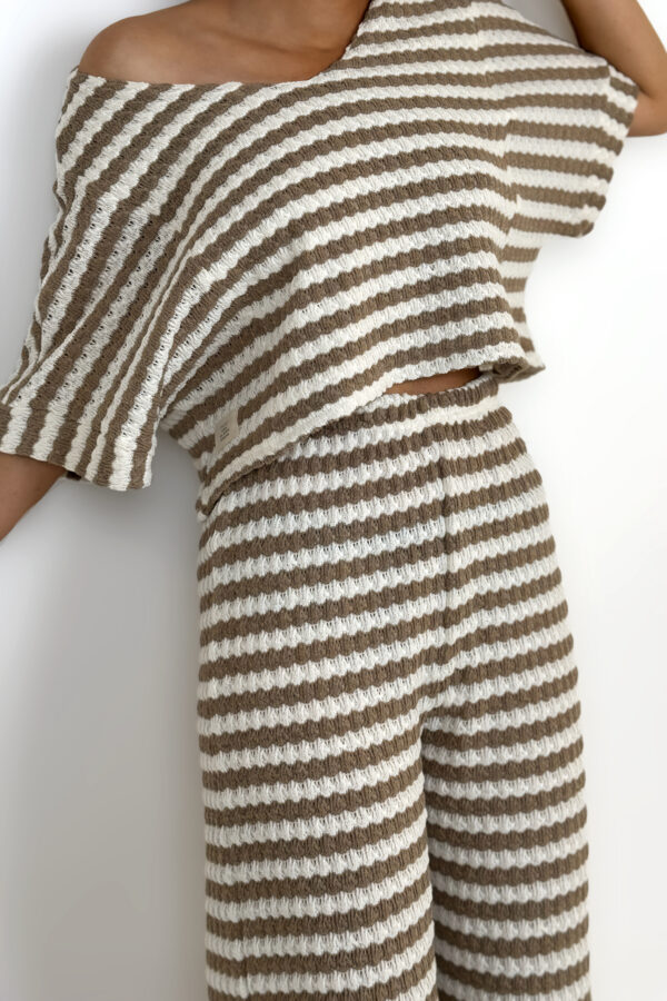 Rıo Kahve Çizgili Pants - Görsel 3