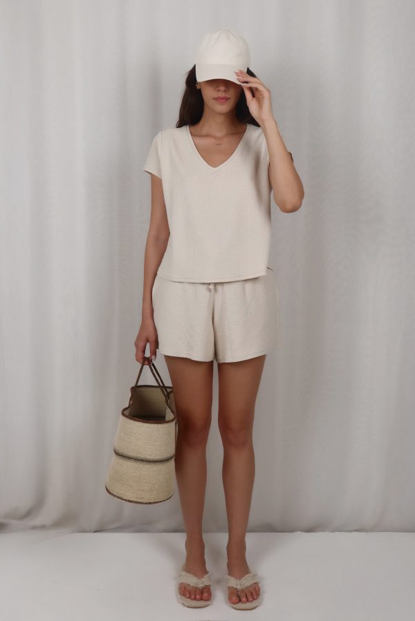 Basic V Yaka W-Cream Tshirt