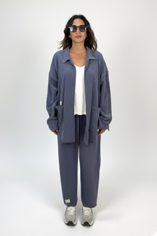 Long Carrot Steeel Blue Pants - Görsel 3